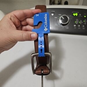 Columbia Brown partial leather men's belt NWT size 34